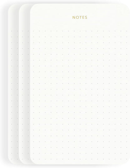 Pinesman - Elegant Desk Notepads for Professionals, Executive's Memo Pads, Minimalist, Gold Foiled, Lined Layout, 3 Pack, 225 Sheets Total (75 Each), 6.3" x 3.9”, 80 GSM, Eco-friendly, FSC™ Certified