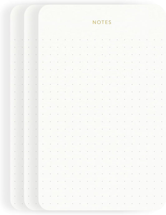 Pinesman - Elegant Desk Notepads for Professionals, Executive's Memo Pads, Minimalist, Gold Foiled, Lined Layout, 3 Pack, 225 Sheets Total (75 Each), 6.3" x 3.9”, 80 GSM, Eco-friendly, FSC™ Certified