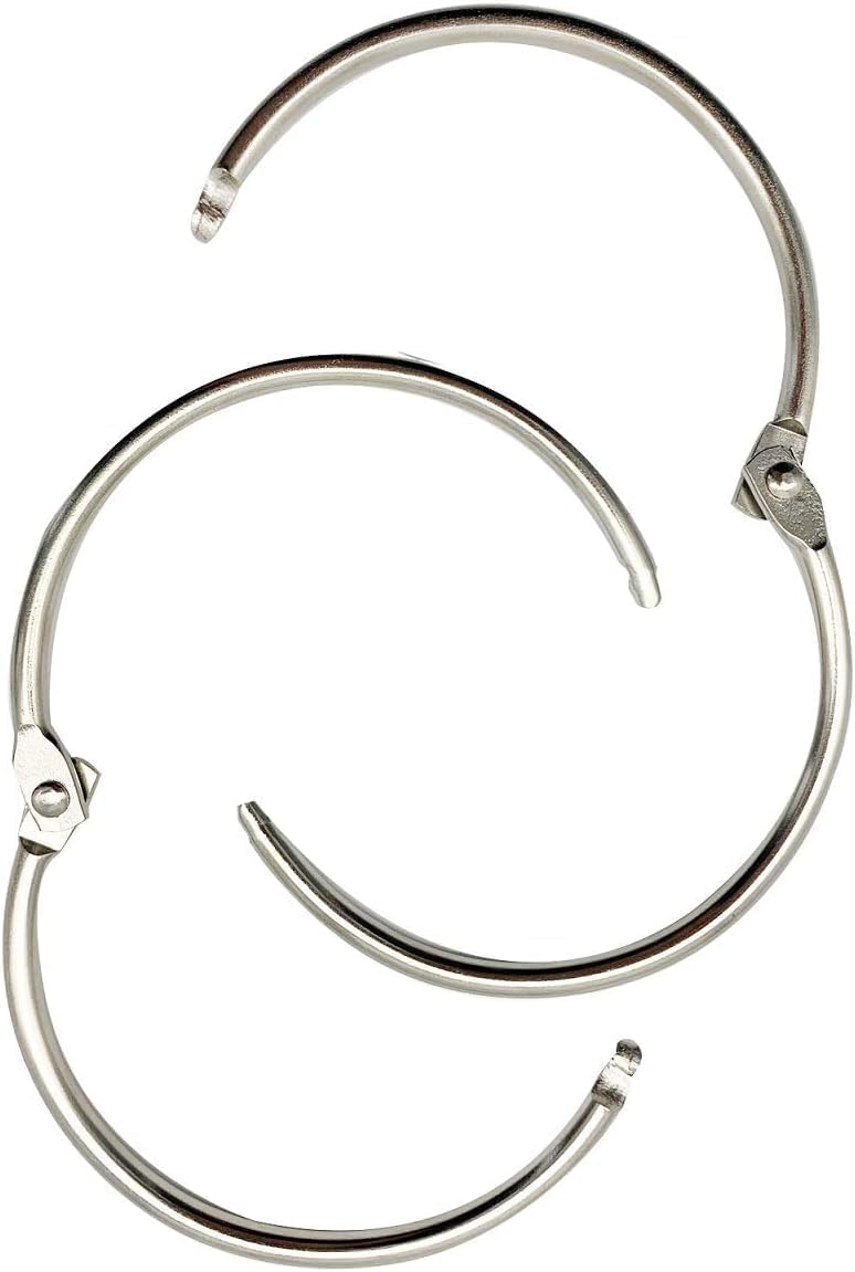 KTOJOY 2 Inch (15 Pack) Loose Leaf Binder Book Rings, with Metal Nickel Plated for Key,and Index Cards, for School, Home, or Office, Silver