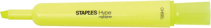 STAPLES Highlighters, Chisel Tip, Yellow, 36 Pack – Hype Tank Bold Ink Highlighters for Office, School & Studying