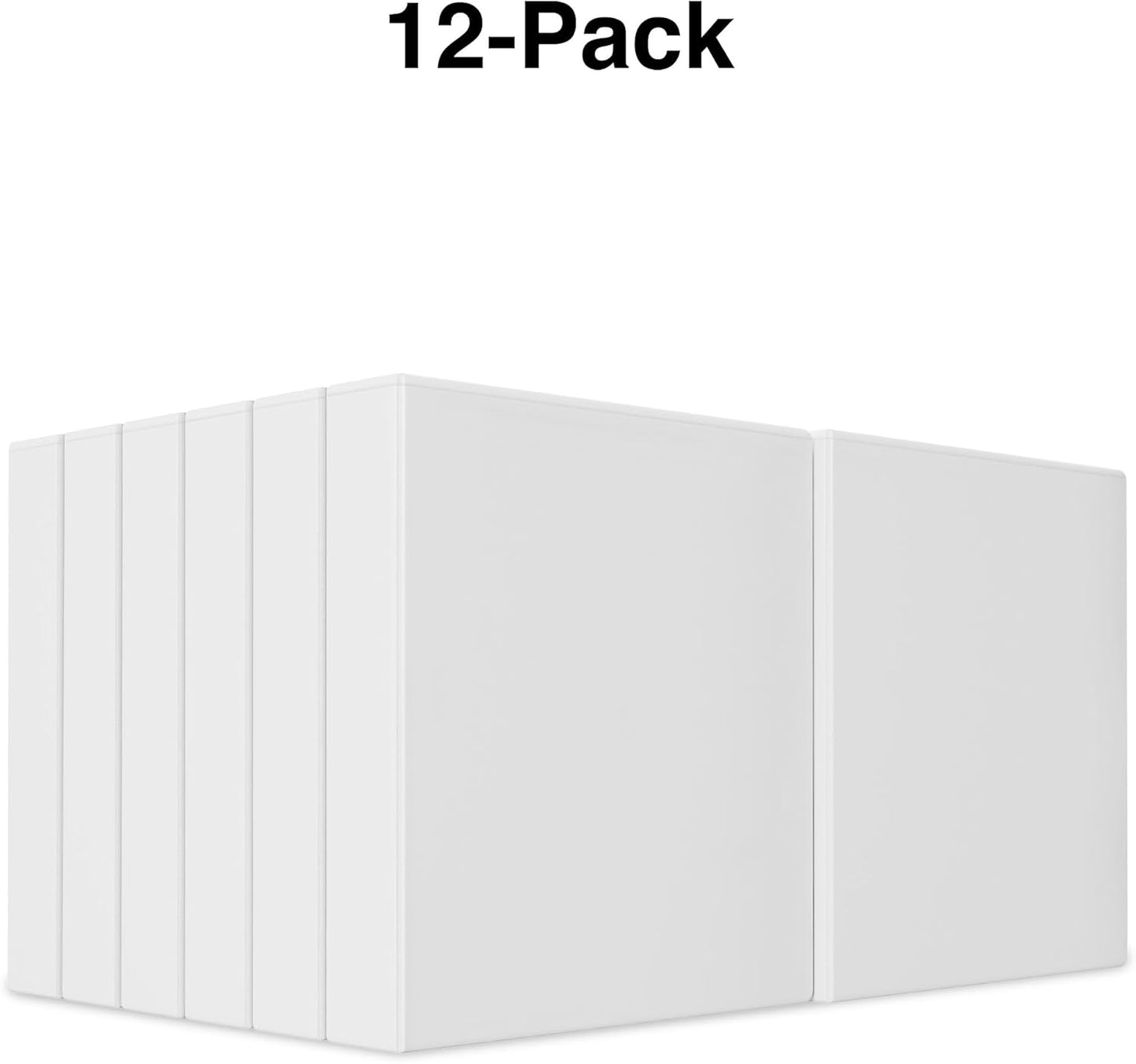 Staples Economy 1-Inch Round Ring Binder, Holds Up to 175 Sheets Each, 12-Pack, White, Lightweight Binders for School & Office