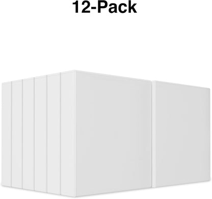 Staples Economy 1-Inch Round Ring Binder, Holds Up to 175 Sheets Each, 12-Pack, White, Lightweight Binders for School & Office