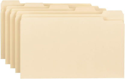 Smead File Folder, 1/3-Cut Tab, Assorted Positions, Legal Size, Manila, 100 per Box (15330)
