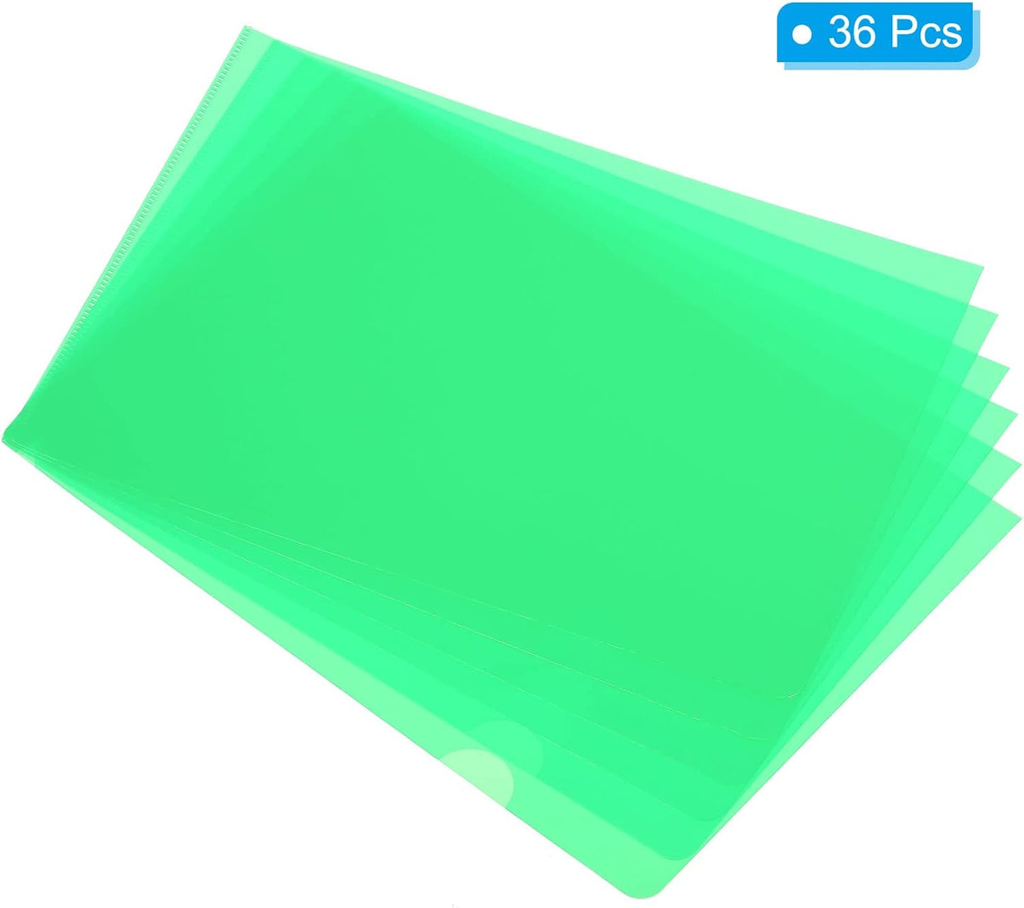 PATIKIL l Type Folders 36 Pack A4 Plastic Clear Document Folder File Jacket Sleeves Project Pockets, Green