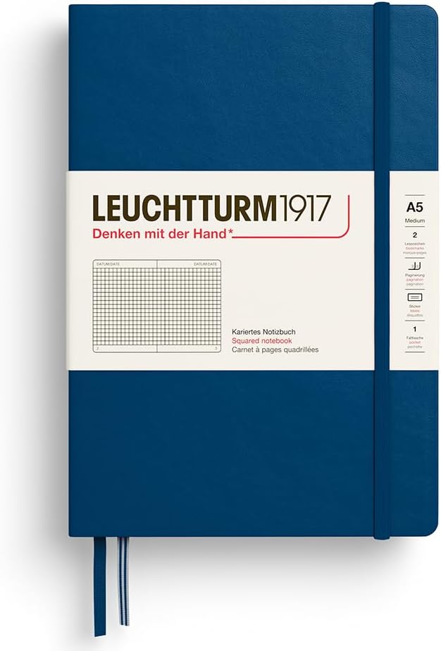 LEUCHTTURM1917 - Notebook Hardcover Medium A5-251 Numbered Pages for Writing and Journaling - Thinking Ahead (Plain Paper, Spice Brown)