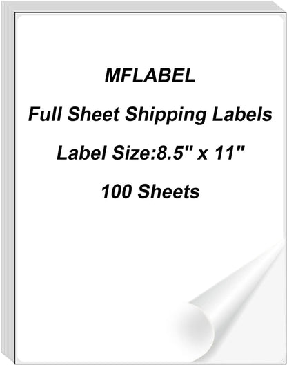 MFLABEL Half Sheet Shipping Labels - 200 Self Adhesive Sticker Sheets for Laser & Inkjet Printers, Waterproof & Smudge-Free, with 12 Free Fragile Labels for Packaging, Shipping and Crafting - Colors B