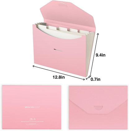 Blue Lake ECOLIFE Recyclable Paper 6-Pockets Expanding File Document Folder Plastic Free, Accordian File Organizer - A4 Letter Size, 200 Sheet Capacity for School, Office, Home Ruby