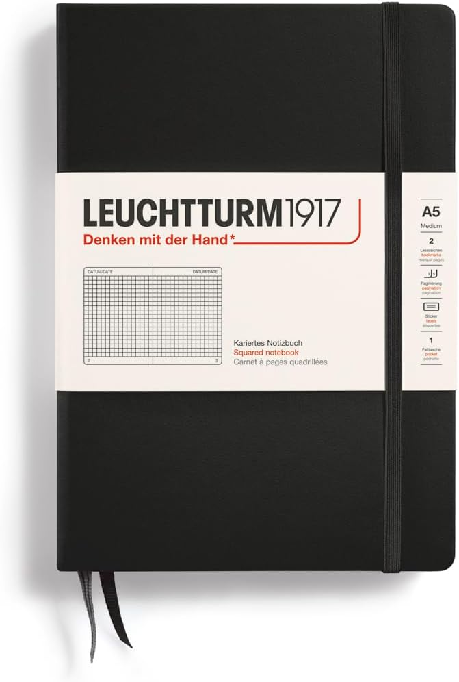 LEUCHTTURM1917 - Notebook Hardcover Medium A5-251 Numbered Pages for Writing and Journaling (Navy, Ruled)