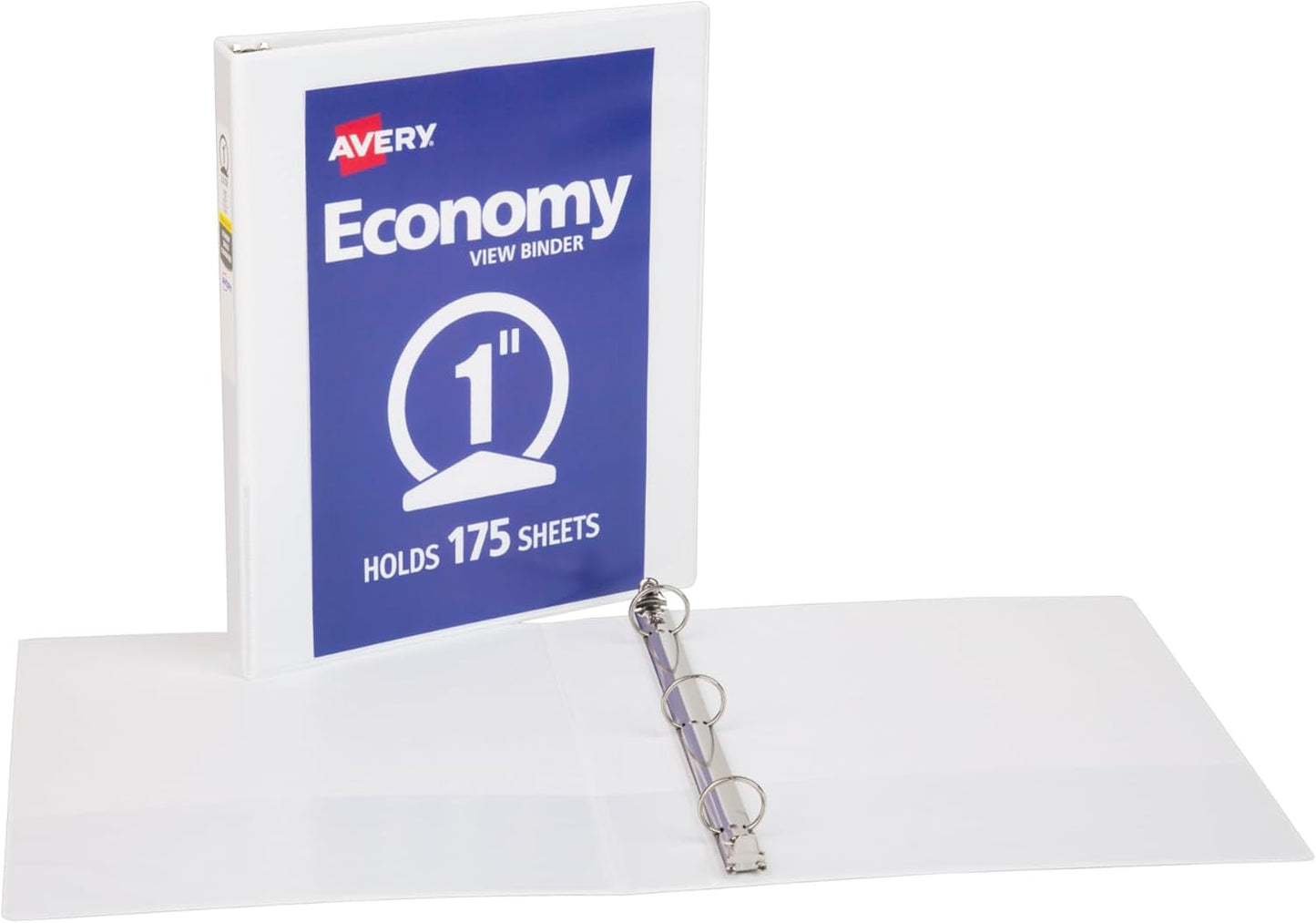 Avery Standard View 3 Ring Binders, 1.5" Round Rings, 275-Sheet Capacity, 2.1 Inch Wide Spine, White Binders, Ideal for Lightweight Organization and Occasional Referencing (12-Pack of 05726)