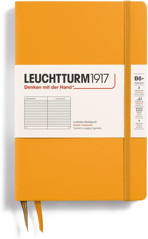 LEUCHTTURM1917 - Notebook Hardcover Paperback B6+ - 219 Numbered Pages for Writing and Journaling (Stone Blue, Ruled)