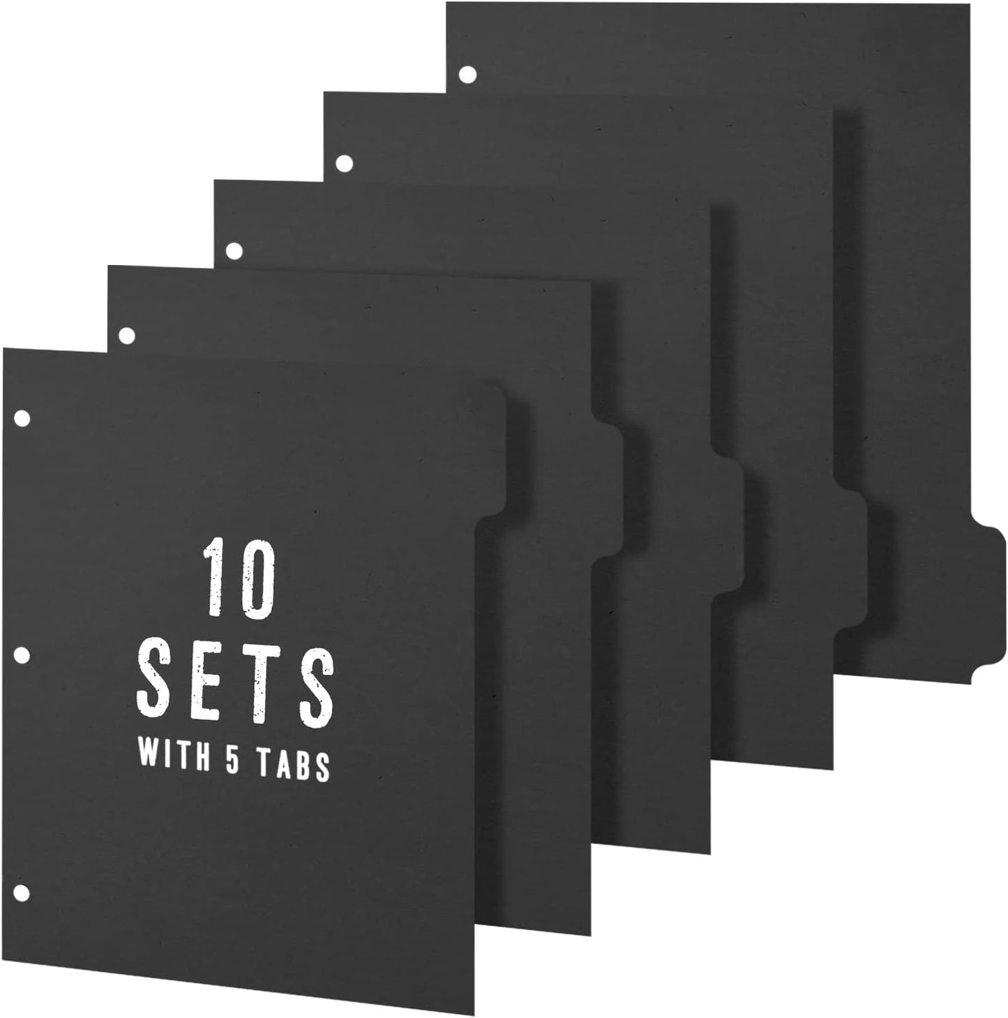 3 Ring Binder Dividers with 5-Tabs for Letter Size, 1/5 Cut, 3-Hole Punched, Blank Kraft Paper Index Dividers 8.5” x 11” for Extra Durable for College, Adults