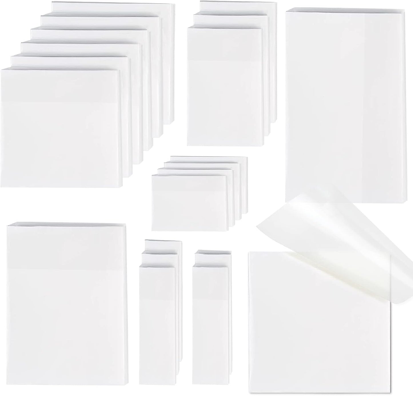 [1000 PCS] Transparent Sticky Notes, 6 Sizes Clear Sticky Notes Pads, Waterproof Self-Adhesive Translucent Sticky Notes for Annotating Books, See Through Sticky Notes for School & Office