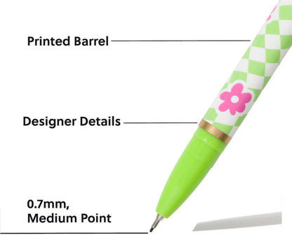 U Brands Catalina Felt Tip Pens, Set of 6 Black Ink Pens, Soft Touch Jewel Tones, Gold Details, Medium (0.7 mm) Point