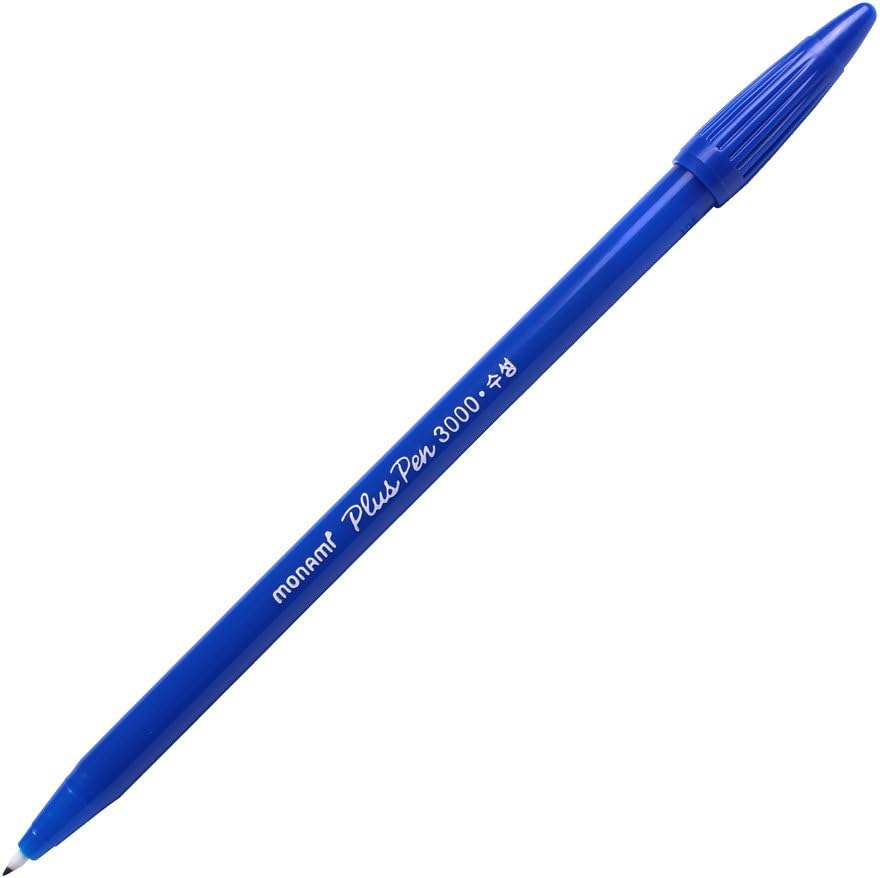 Monami Plus 3000 Office Sign Pen Felt Tip Water Based Ink Color Pen Complete Red,Blue,Black Dozen Box