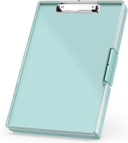 Rimilak Plastic Clipboard with Storage, Side Opening with 2 Compartment, Size 13.3 x 9.4 x 1.5 Heavy Duty High Capacity Nursing Box for Work School & Office Supplies, Black