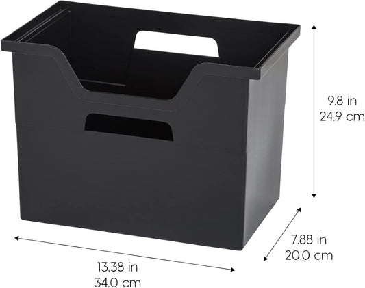 IRIS USA Magazine Holder, Compact File Storage Mini File Organizer for Desk and Home Office, Personal File Organizer for Papers and Magazines, Space-Saving Storage Set 6 Pack, Black