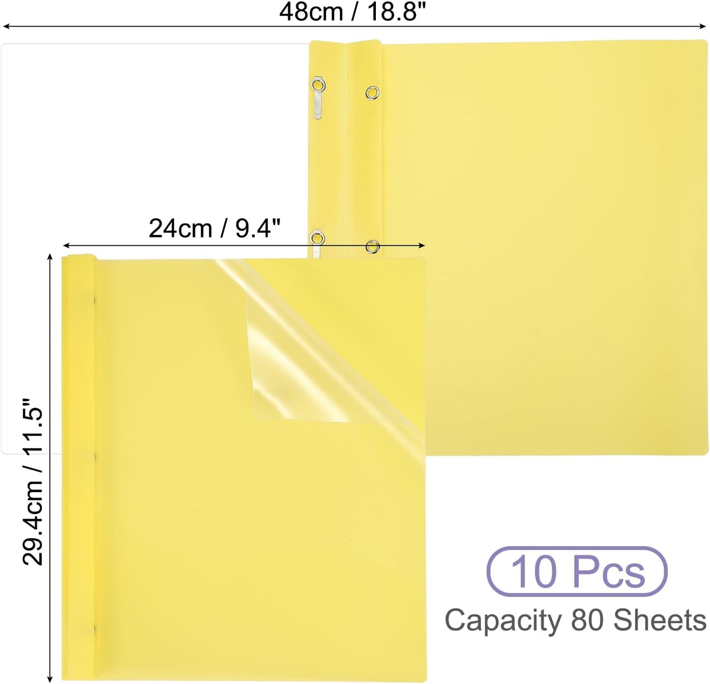 PATIKIL Plastic Report Covers with Prong, 10 Pcs 80 Sheet Clear Front Presentation Binders with 3 Metal Prong Fasteners Report Folder for Resume Documents Files Letter, Grass Green