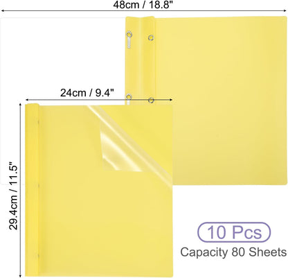 PATIKIL Plastic Report Covers with Prong, 10 Pcs 80 Sheet Clear Front Presentation Binders with 3 Metal Prong Fasteners Report Folder for Resume Documents Files Letter, Grass Green