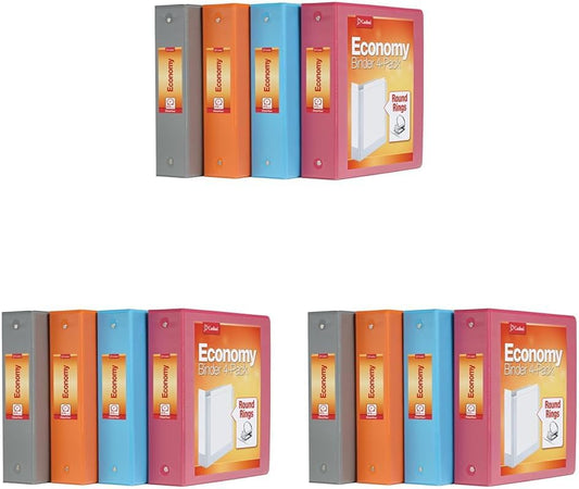 Cardinal 3 Ring Binders, Binders for School and Office, Durable 2 Inch, Round Rings, Holds 475 Sheets, ClearVue Presentation View, Non-Stick, Assorted Autumn Colors, 4 Pack (1002481)
