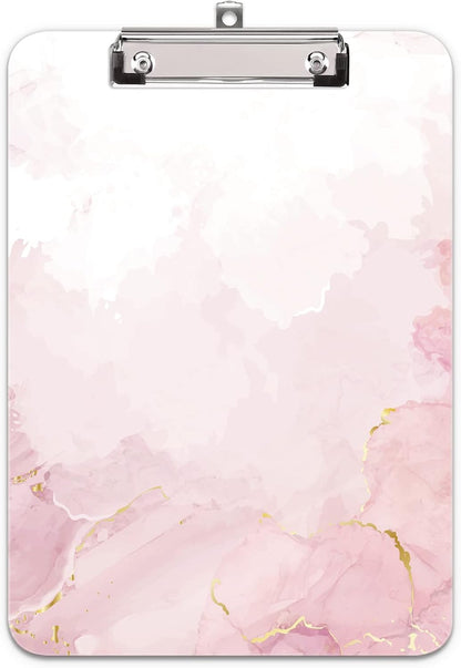 Hongri Plastic Cute Clipboard, Letter Size for Students, Teacher, Woman and Kids, Low Profile Clip, Decorative Pattern, Size 9 x 12.5 in, Dream Marble