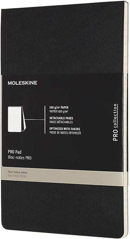 Moleskine PRO Pad, Soft Cover, Large (5" x 8.25") Ruled/Lined, Black, 96 Pages
