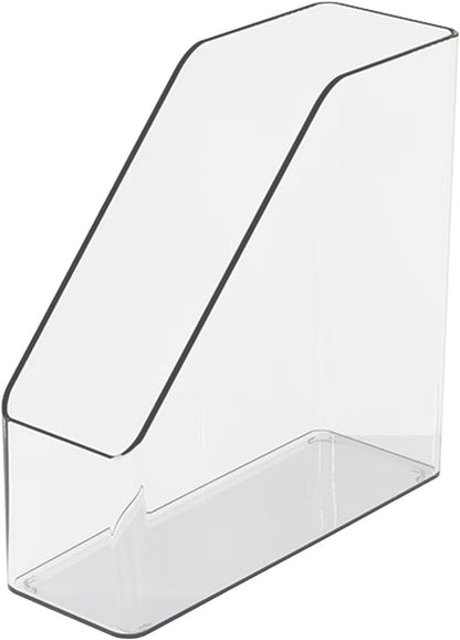 Vertical Magazine File Holder, Clear File Organizer Desk Organizer and Storage Bins Holding for Magazines, Binders, Notebooks, Envelopes, Plastic Office Organization and Storage for Desk