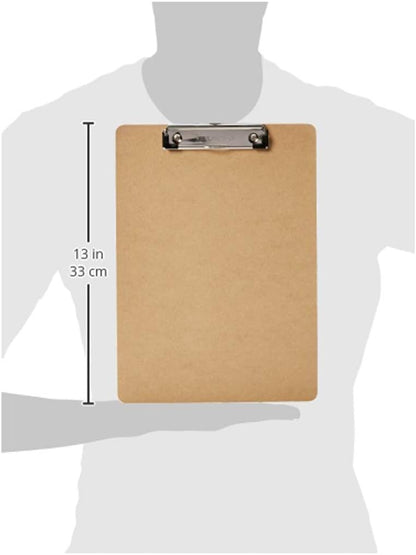 Amazon Basics Hardboard Office Clipboard, Low-Profile, Letter Size, 9" x 12.5", Brown, 6-Pack