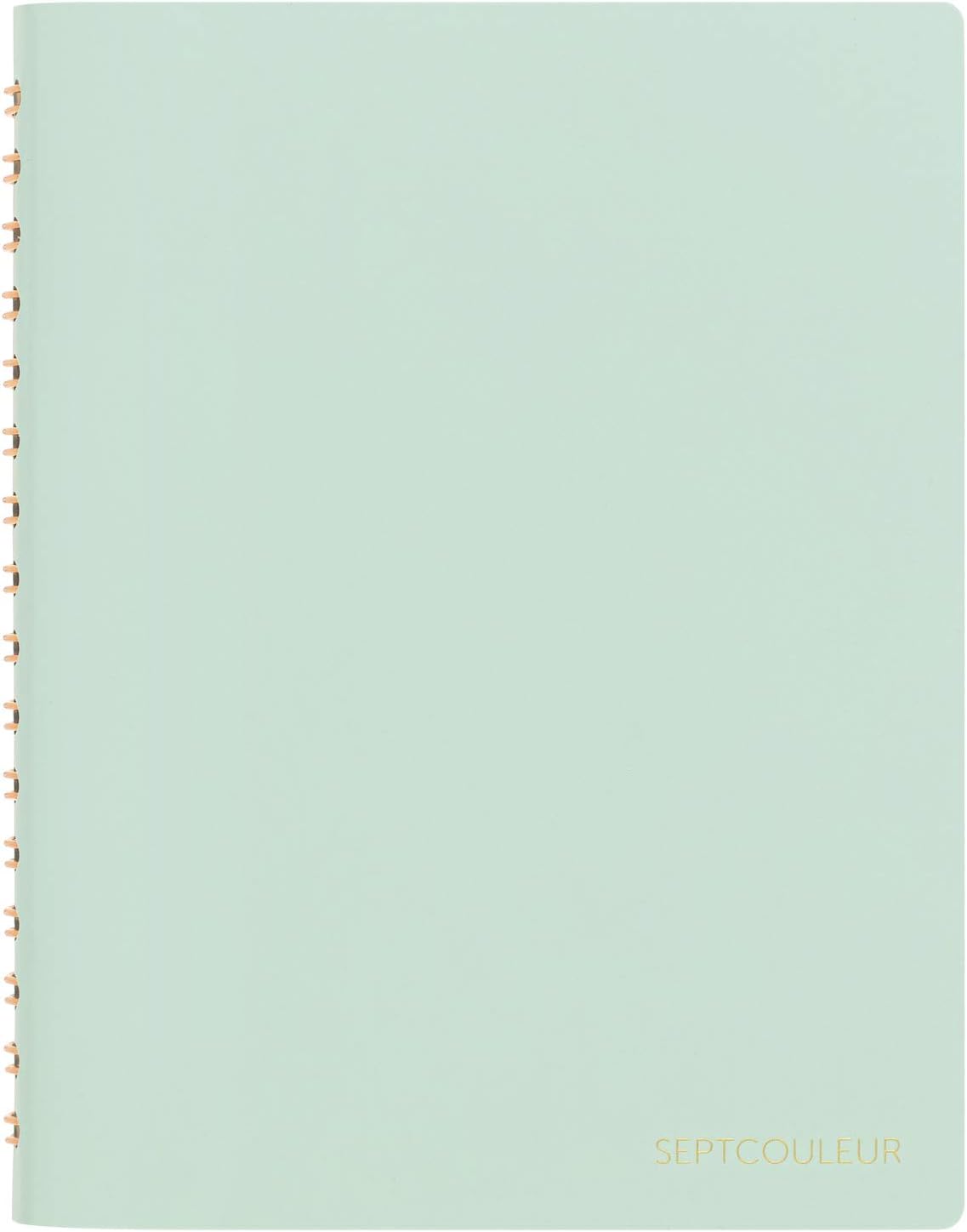 Maruman Septcouleur Grid Notebook- A5, 8.35" x 6.22", 100 Sheets / 200 Pages, 3mm Graph Paper Journal, Durable Rose Gold Wire-bound Spiral, Water Resistant Cover, Spicy Coral Pink, Made in Japan