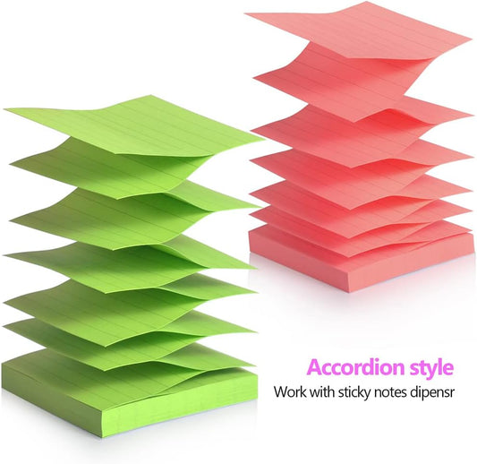 ZYTIN Pop Up Sticky Notes Lined 3x3 inch, Easy to Post Sticky Notes with Lines, 600 Sheet, Pink Purple Blue Yellow Green Orange Color, Office Accessories
