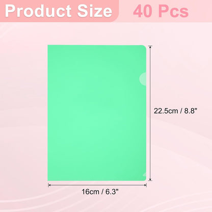 PATIKIL A4 Plastic Folders, 40 Pack Clear Folders L Type Project Pockets Paper Document Jacket Sleeves L Shaped Transparent for Documents Plastic Office File, 8.7x12.2in, Red