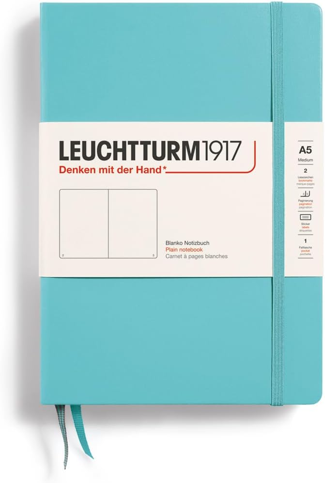 LEUCHTTURM1917 - Notebook Hardcover Medium A5-251 Numbered Pages for Writing and Journaling (Navy, Ruled)