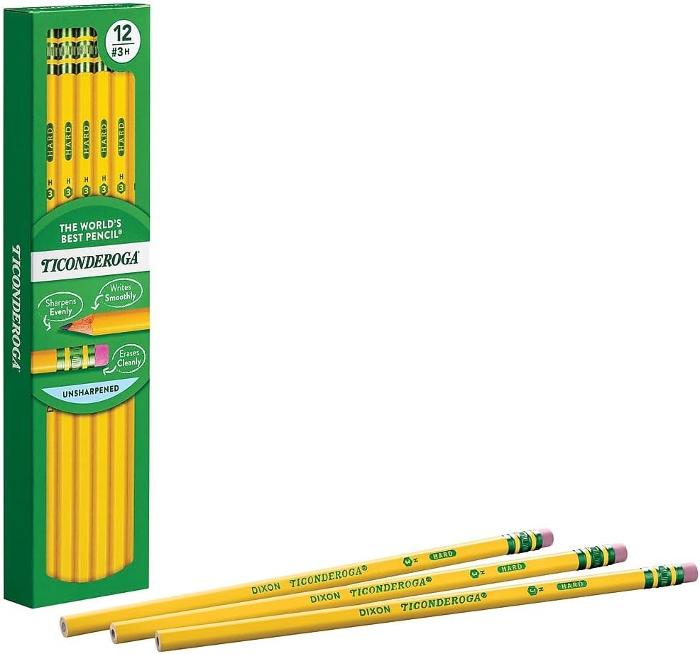 Ticonderoga Wood-Cased Pencils, Pre-Sharpened, 2 HB Soft, Yellow, 12 Count