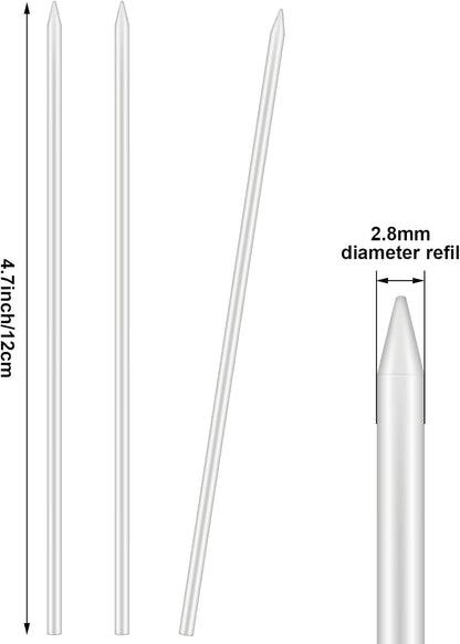 Junkin 24 Pieces Dry Graphite Refill 2.8 mm Mechanical Pencil Refills Mechanical Construction Pencil Replacements for Deep Hole Mechanical Pencils for Carpenter Woodworking Scriber(White)