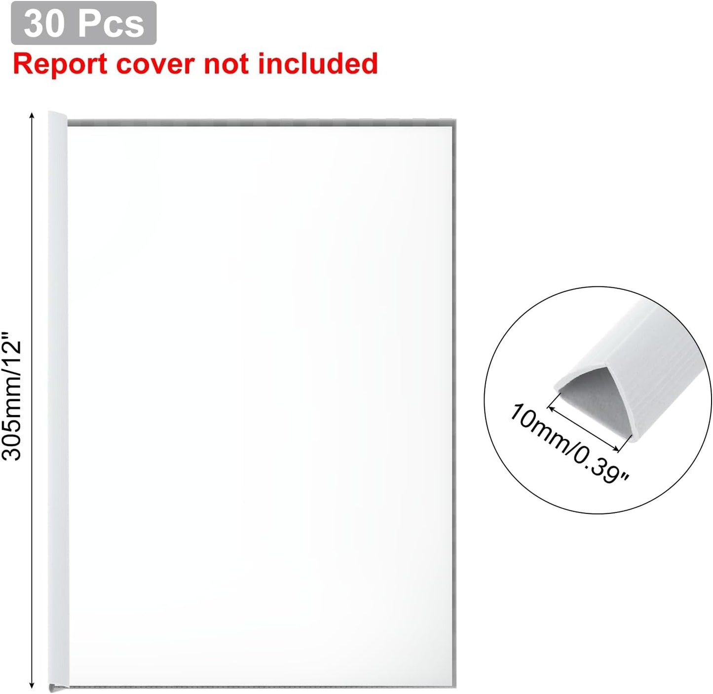 PATIKIL 30Pcs Binding Bars, 10mm Binding Bars Slide Grip 70 Sheets Capacity A4 Size Report Binder Triangle Presentation Binder for Report Cover Resume, White