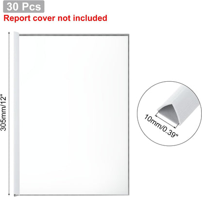 PATIKIL 30Pcs Binding Bars, 10mm Binding Bars Slide Grip 70 Sheets Capacity A4 Size Report Binder Triangle Presentation Binder for Report Cover Resume, White