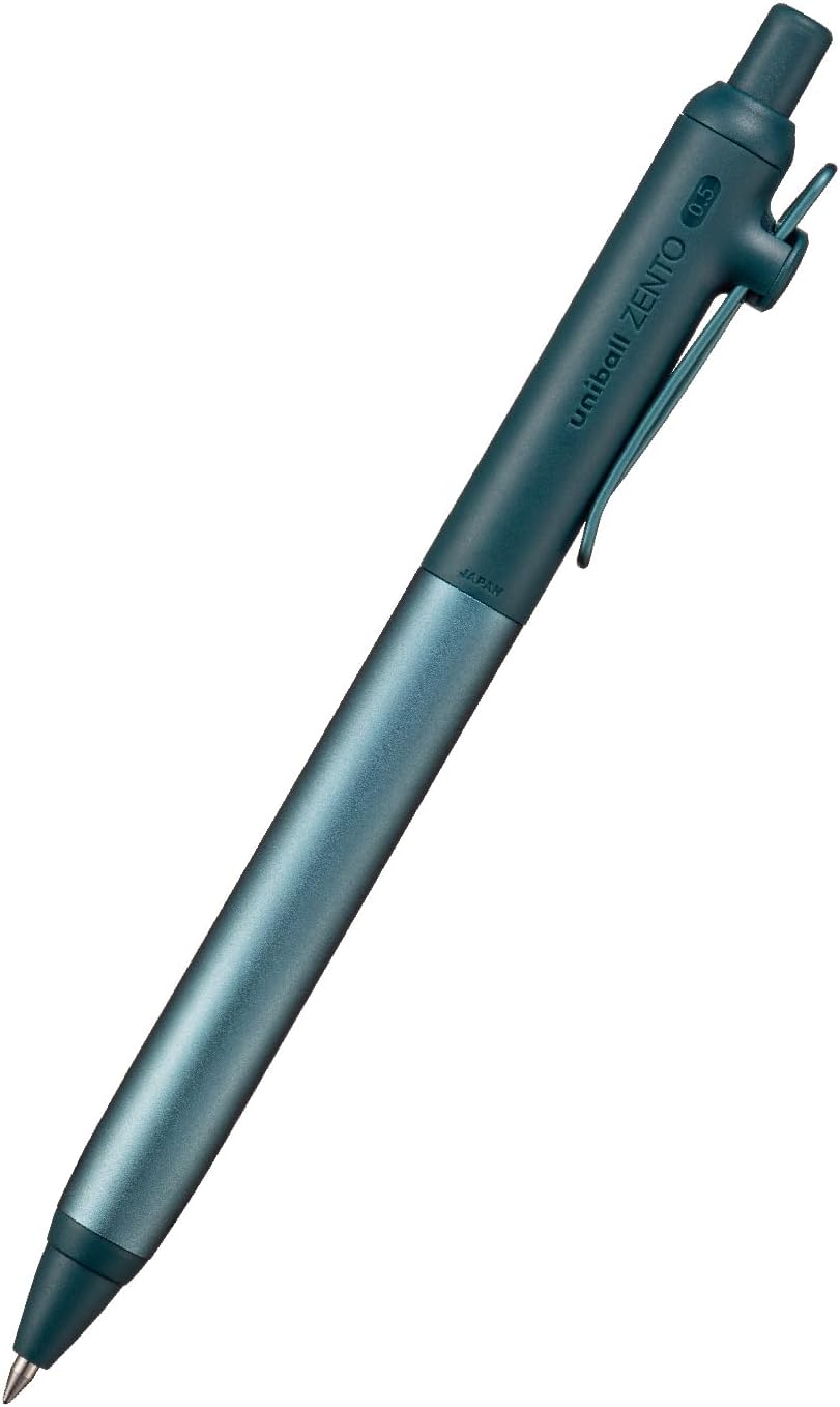 三菱鉛筆 uniball ZENTO Flow Model Rollerball Pen, Anodized Aluminum Grip, Fine 0.5mm, Water-Based Black Ink, Ultra-Smooth with Reduced Friction, Jade, UBNZF05.7