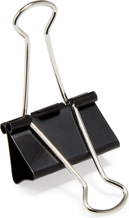 Amazon Basics Sturdy Binder Clips, Office Supplies, Small 0.75 in, Document Organizing, School Supplies, Black, 144 Count