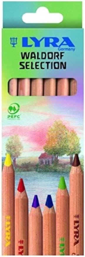Lyra Waldorf Selection Giant Triangular Colored Pencil, Unlacquered, 6.25 Millimeter Cores, Assorted Colors, 12-Pack (3711121)