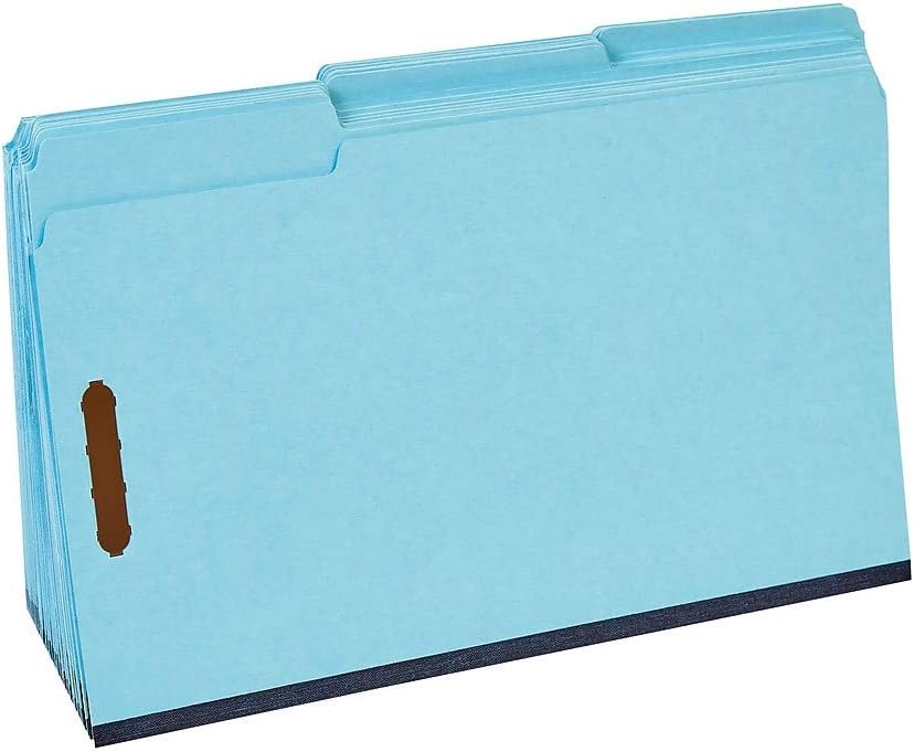 Staples Pressboard Classification Folder, Legal Size, Blue, Reinforced Durable Construction, 25/Box