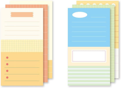 Monolike Memopad Memories design B SET - 4 Packs, 4 Different Designs, 100 Sheets Per Pad, Total 400 Sheets, Note pads, Writing pads, 3.15 x 4.17 Inches