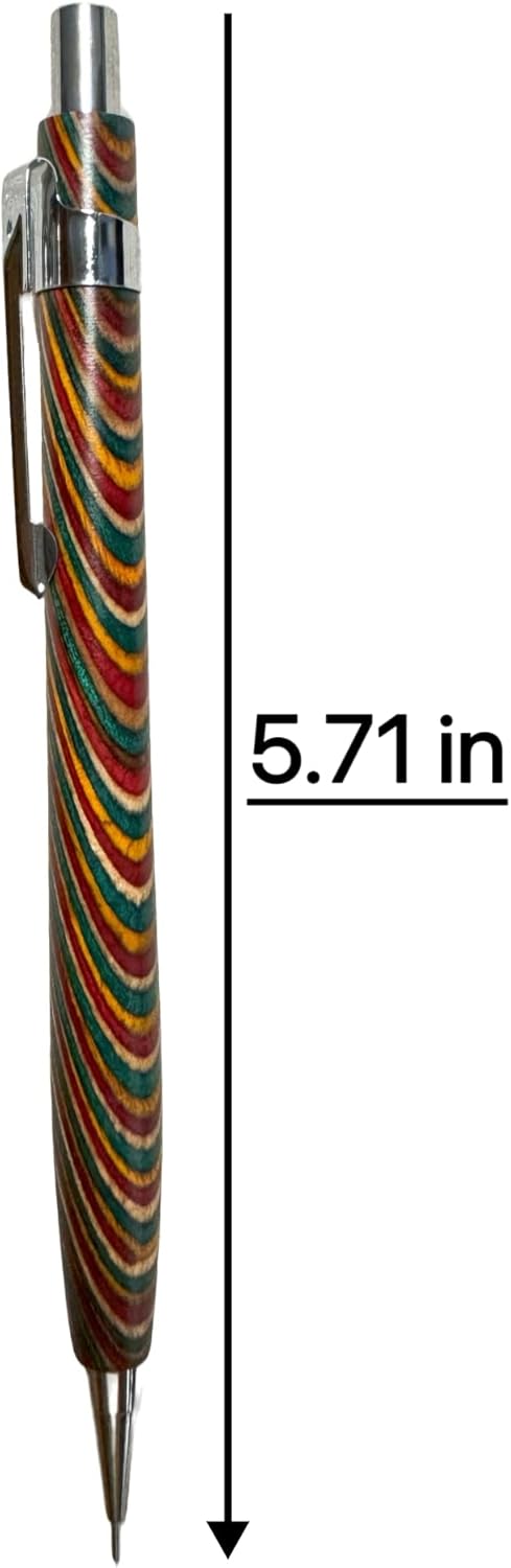 Spiral Grain Wooden Mechanical Pencils -Unique Colors Airplane Aluminum Core Artist's Drawing Pencil Comes with Gift Box (Walnut)