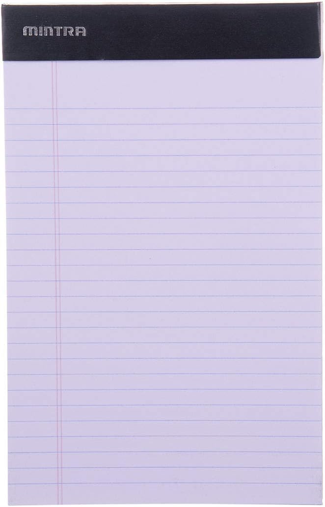 Mintra Office Colorful Legal Pads - Includes 2 Blue, 2 Pink, and, 2 Green Writing Pads, Micro Perforated Lined Sheets, Ideal for Professional & Personal Use, 5"x8" Narrow Ruled, 6 pack Basic Pastel