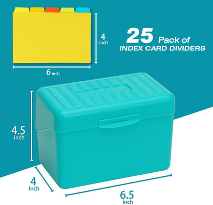 H4D Index Card Holder 3x5 Inches with 25 Plastic Dividers, Black