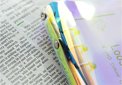 A6 A5 6-Holes Colorful PVC Cover Round Ring View Binder with Snap Button Closure File Folder for Loose Leaf Sheet Protectors Notebook Refill (Pink Daisy, A5 Mini Set) - Colors B
