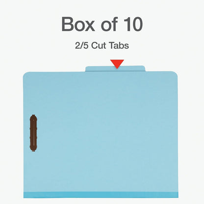 Pendaflex Classification Folders, Standard, 2 Dividers, Embedded Fasteners, 2/5 Cut Tab, Assorted, Letter Size, 10/BX (24025)