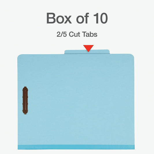 Pendaflex Classification Folders, Standard, 2 Dividers, Embedded Fasteners, 2/5 Cut Tab, Assorted, Letter Size, 10/BX (24025)