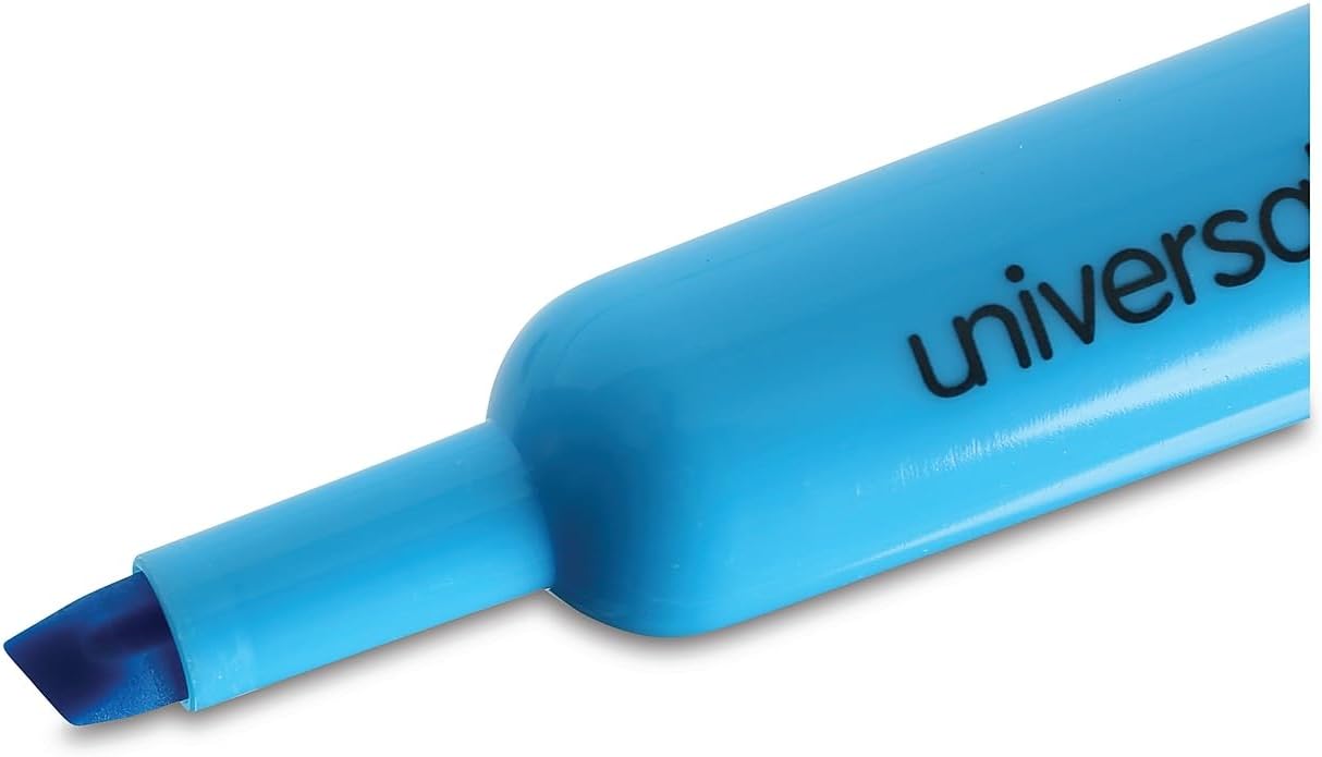 Universal 08864 Desk Highlighter, Chisel Tip, Fluorescent Blue, Dozen