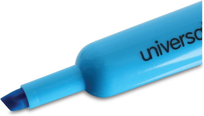Universal 08864 Desk Highlighter, Chisel Tip, Fluorescent Blue, Dozen