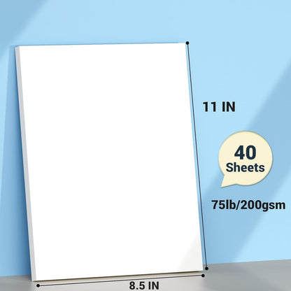 Cardstock 8.5 x 11, Thick Printer Paper 75 lb/200 gsm, 40 Sheets Card Stock White, Heavy Card stock, White CardStock Paper for Invitations, Diy Cards, Business Cards, Menus, Crafts, Drawing etc