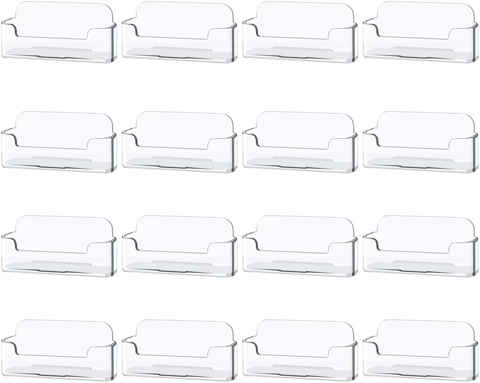 Qizpcer 4 Pack Clear Plastic Business Card Holder,Acrylic Business Card Display for Desk Business Card Stand